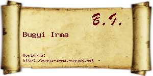Bugyi Irma névjegykártya